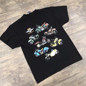 y2K Vintage Tultex Motorcycle Tshirt Men Size Large Black‎ Cotton